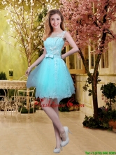 2016 Fall Perfect Scoop Beaded Dama Dresses with   Appliques in Aqua Blue BMT032EFOR