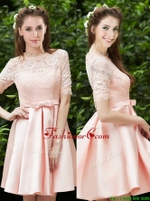 2016 Lovely High Neck Short Sleeves Dama Dress with Lace and Bowknot BMT0144FOR