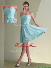 Beautiful Strapless Chiffon Short Dama Dress with Belt and Ruching BMT086DFOR 
