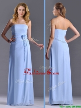 Cheap Strapless Hand Crafted Flower Long Dama Dress in Light Blue THPD301AFOR