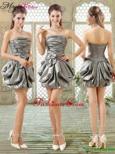 New Style Short Strapless Silver Dama Dresses with Pick Ups YCPD002FOR