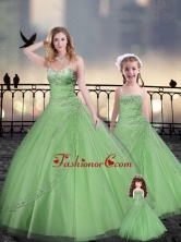 Ball Gown Macthing Sister Dresses in Spring Green with Beading and Appliques XFQD963-12-LGFOR
