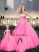 Custom Made Beaded and Applique Macthing Sister Dresses in Pink XFQD963-14-LGFOR