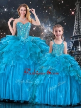 New Arrivals Sweetheart Macthing Sister Dresses with Beading in Teal QDDTA111002-LGFOR