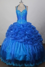 2012 Exquisite Ball Gown Halter Top Floor-Length Quinceanera Dresses Style JP42666