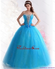 2015 Best Blue Quinceanera Dresses with Rhinestones and Bowknot WMDQD009FOR