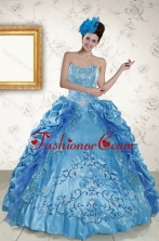 2015 Best Sweetheart Teal Quince Gown with Embroidery and Pick Ups XFNAOA36TZFXFOR