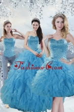 2015 Elegant Baby Blue Quince Dresses with Beading and Ruffles XFNAOA19TZA1FOR