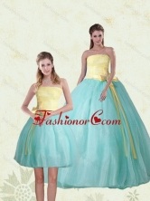2015 Perfect Strapless Multi Color Quinceanera Gown with Bowknot MLXNHY05TZFOR
