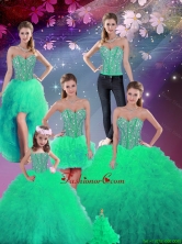 2016 Fall Gorgeous Sweetheart Beaded and Ruffles Detachable Sweet 16 Dresses in Turquoise QDDTA5002ZHTZ001-5FOR