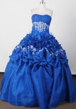 Beautiful Ball Gown Strapless Floor-length Blue Quinceanera Dress LJ2613
