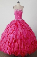 Beautiful Ball Gown Strapless Floor-length Hot Pink Quincenera Dresses TD260014 