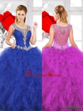 Beautiful Scoop Ruffles Quinceanera Dresses with Beading SJQDDT139002FOR