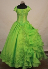 Beautiful ball gown short sleeves floor-length organza quinceanera dresses TD2487