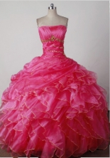 Beauty Ball Gown Strapless Floor-length Hot Pink Quincenera Dresses TD26006 