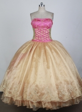 Best Ball Gown Strapless Floor  -length Champagne Quinceanera Dress X0426073