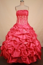 Best Ball Gown Strapless Floor-length Taffeta Appliques Quinceanera dress Style FA-L-382