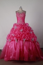 Best Ball Gown Straps Floor-length   Hot Pink Quincenera Dresses D260018