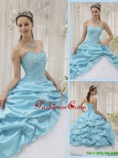 Best Beading Sweetheart Quinceanera Gowns in Aqua Blue QDZY369CFOR