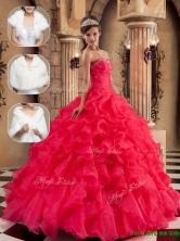 Best Beading and Ruffles Sweet 16 Dresses in Coral Red  QDZY034-2EFOR