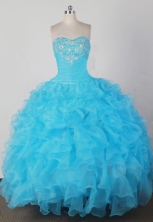 Brand New Ball Gown Strapless Floor-length Aqua Quincenera Dresses TD26 