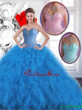 Cheap Beading Sweetheart Quinceanera Dresses in Blue SJQDDT132002FOR