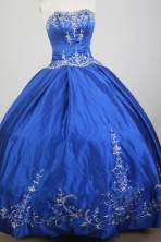 Classical Ball Gown Strapless Floor-length Blue Quinceanera Dress X0426040