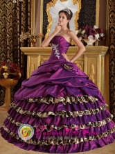 Customize Ruffles Layered and Purple For 2013 Floridablanca Colombia Modest Quinceanera Dress Style  QDZY392FOR
