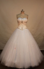 Cute ball gown sweetheart-neck floor-length net beading white quinceanera dresses FA-X-034