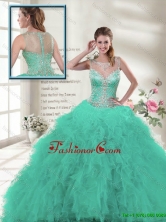 Discount 2016 Scoop Ruffles Quinceanera  Dresses in Turquoise SJQDDT113002A-1FOR