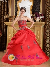 Discount Red Quinceanera DressWith Embroidery Decorate For 2013 Sabaneta Colombia Winter Quinceanera Style  QDZY282FOR 