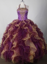Elegant Ball Gown Halter Floor-length Pink Quinceanera Dress LJ2655