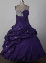 Elegant Ball Gown Strapless Floor-length Dark Purple Quinceanera Dress LJ2670