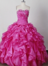 Elegant Ball Gown Strapless Floor-length Hot Pink Quinceanera Dress LJ2619