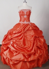 Elegant Ball Gown Strapless Floor-length Orange Quinceanera Dress LJ2620
