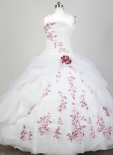 Elegant Ball Gown Strapless Floor-length White Quinceanera Dress X0426079