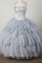 Elegant Ball Gown Sweetheart Floor-length Silver Quincenera Dresses TD26 