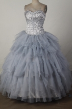 Elegant Ball Gown Sweetheart Floor-length Silver Quincenera Dresses TD26