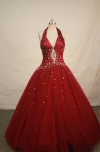 Elegant Ball gown Halter top neck Floor-length Quinceanera Dresses Style FA-W-019
