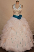 Elegant ball gown halter top floor-length quinceanera dresses TD2465
