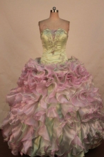 Exclusive Ball Gown Sweetheart Floor-length Pink Organza Beading Quinceanera dress Style FA-L-401