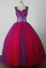 Fashionable Ball Gown Straps Floor-length Red Quinceanera Dress X0426015