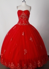 Formal Ball Gown Strapless Floor-length Red Quinceanera Dress LJ2643