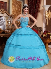 La Estrella Colombia Taffeta Appliques Sweetheart Aqua Blue Quinceanera Dress For 2013 Style  QDZY680FOR 