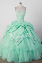 Lovely Ball Gown Sweetheart Floor-length Green Quincenera Dresses TD260020 