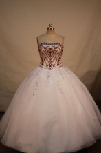 Lovely ball gown strapless floor-length embroidery with burgundy quinceanera dresses FA-X-045