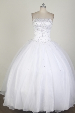 Low Price Ball Gown Strapless Floor-length WhiteQuinceanera Dress X0426017