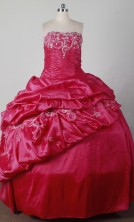 Luxurious Ball Gown Strapless Floor-length Red Quinceanera Dress X0426014