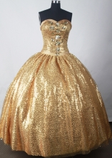 Luxuriously Ball Gown Strapless Floor-length Gold Quinceanera Dress LJ2638
