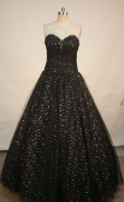 Modern A-line sweetheart-neck floor-length black quinceanera dresses FA-X-012